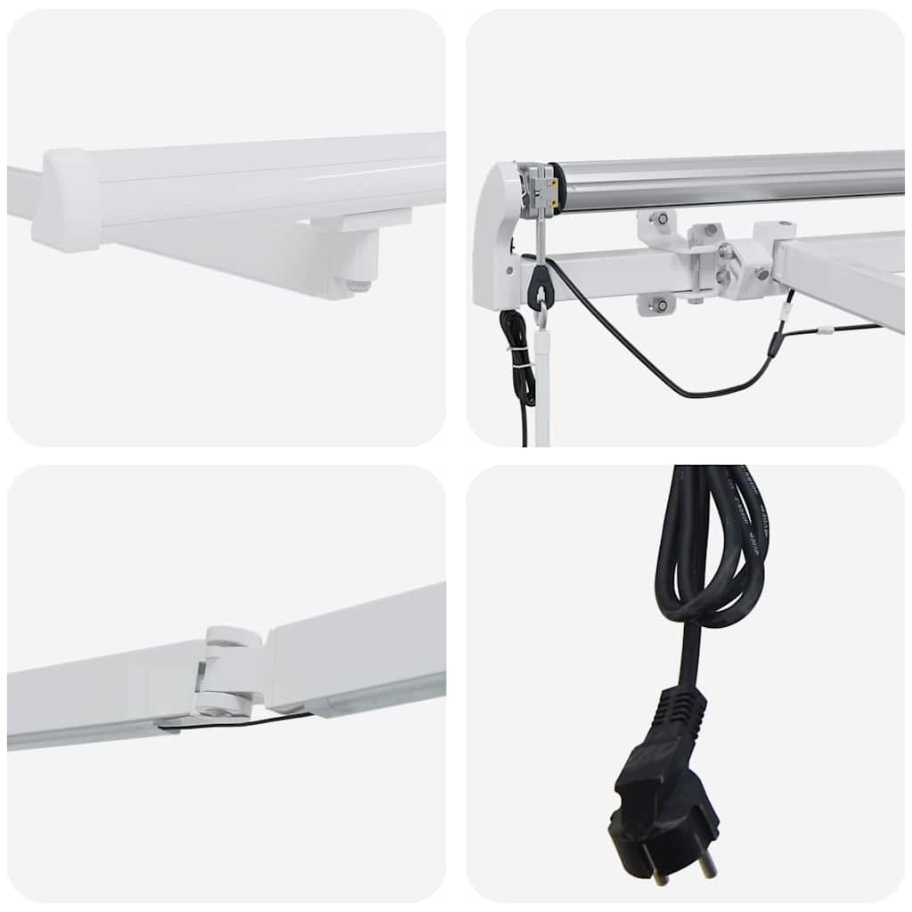 Markiseramme med LED -strimmellys Hvid 400 × 350 cm Aluminium
