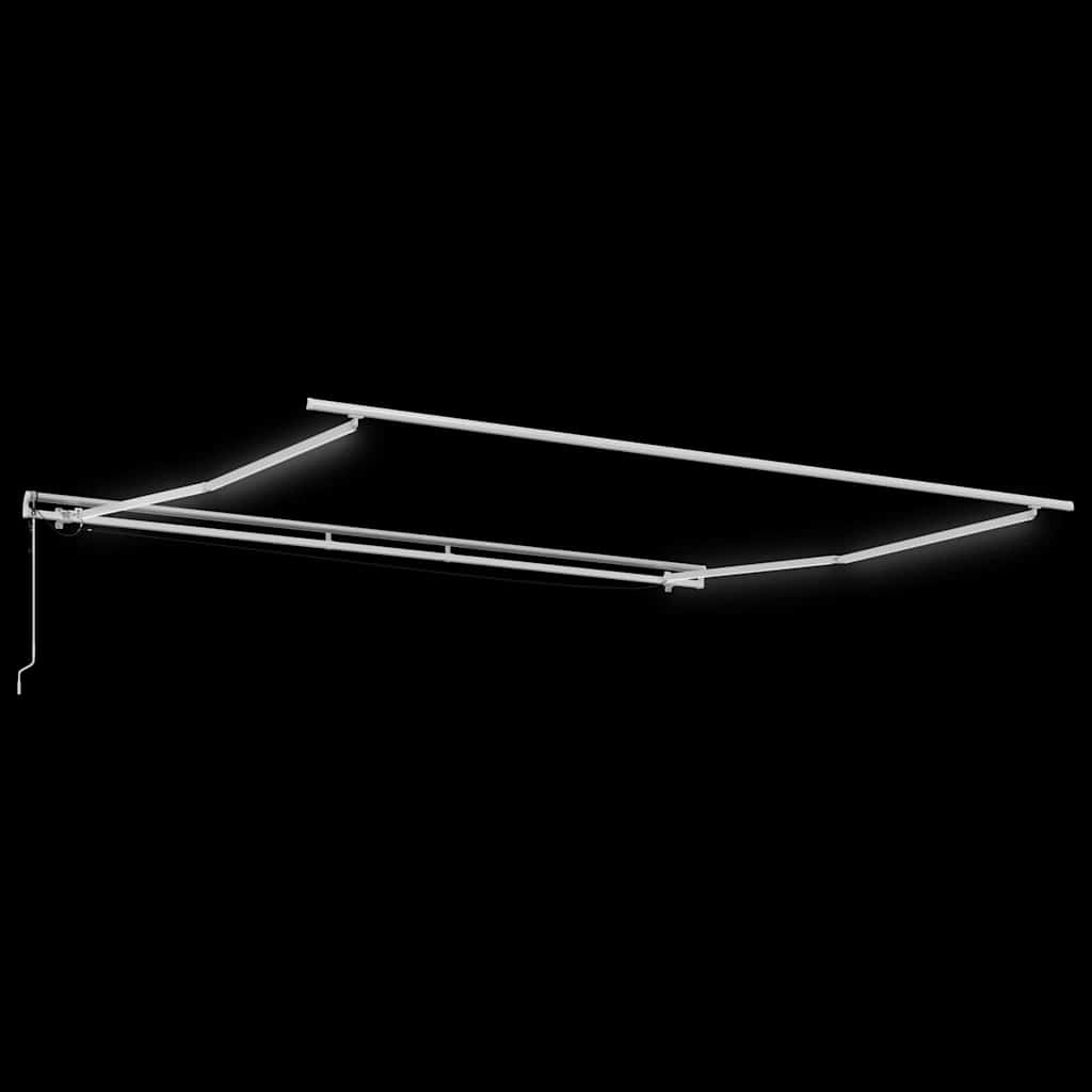 Markiseramme med LED -strimmellys Hvid 450 × 350 cm Aluminium