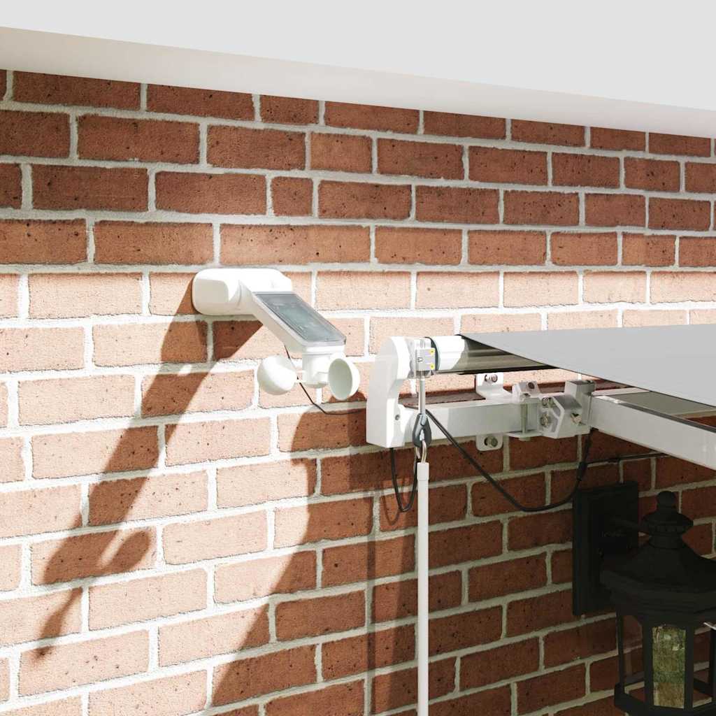 Markiseramme med LED -strimmellys Hvid 500 × 350 cm Aluminium