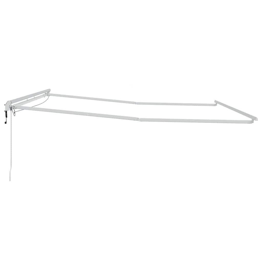 Markiseramme med LED -strimmellys Hvid 500 × 350 cm Aluminium