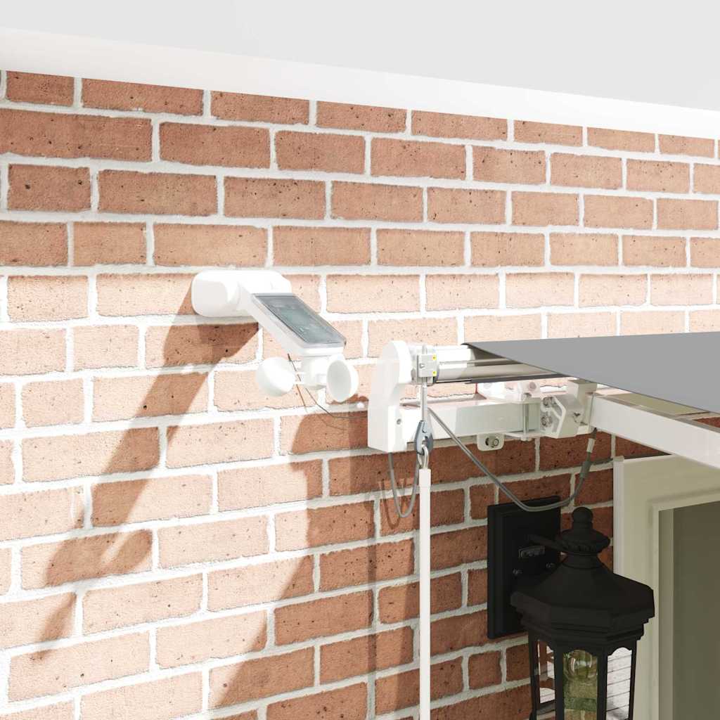 Markiseramme med LED -strimmellys Hvid 600 × 350 cm Aluminium
