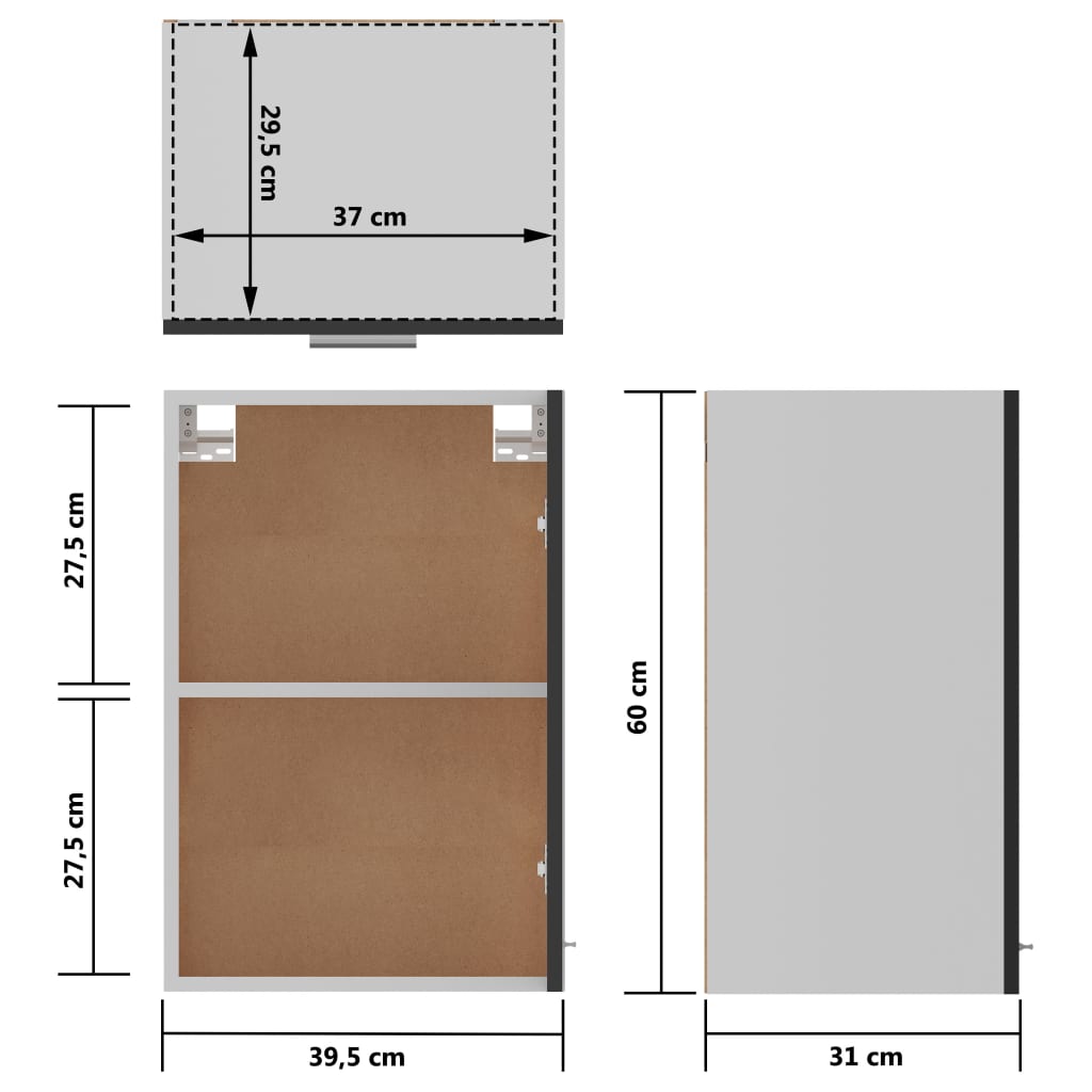 vægskab Lyon 39,5x31x60 cm konstrueret træ hvid højglans