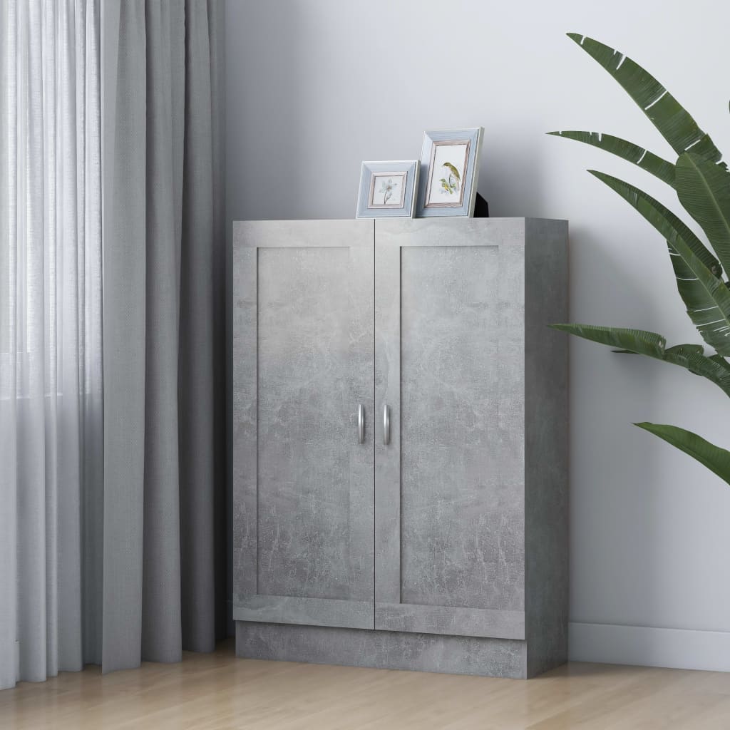 bogskab 82,5x30,5x115 cm konstrueret træ betongrå billede