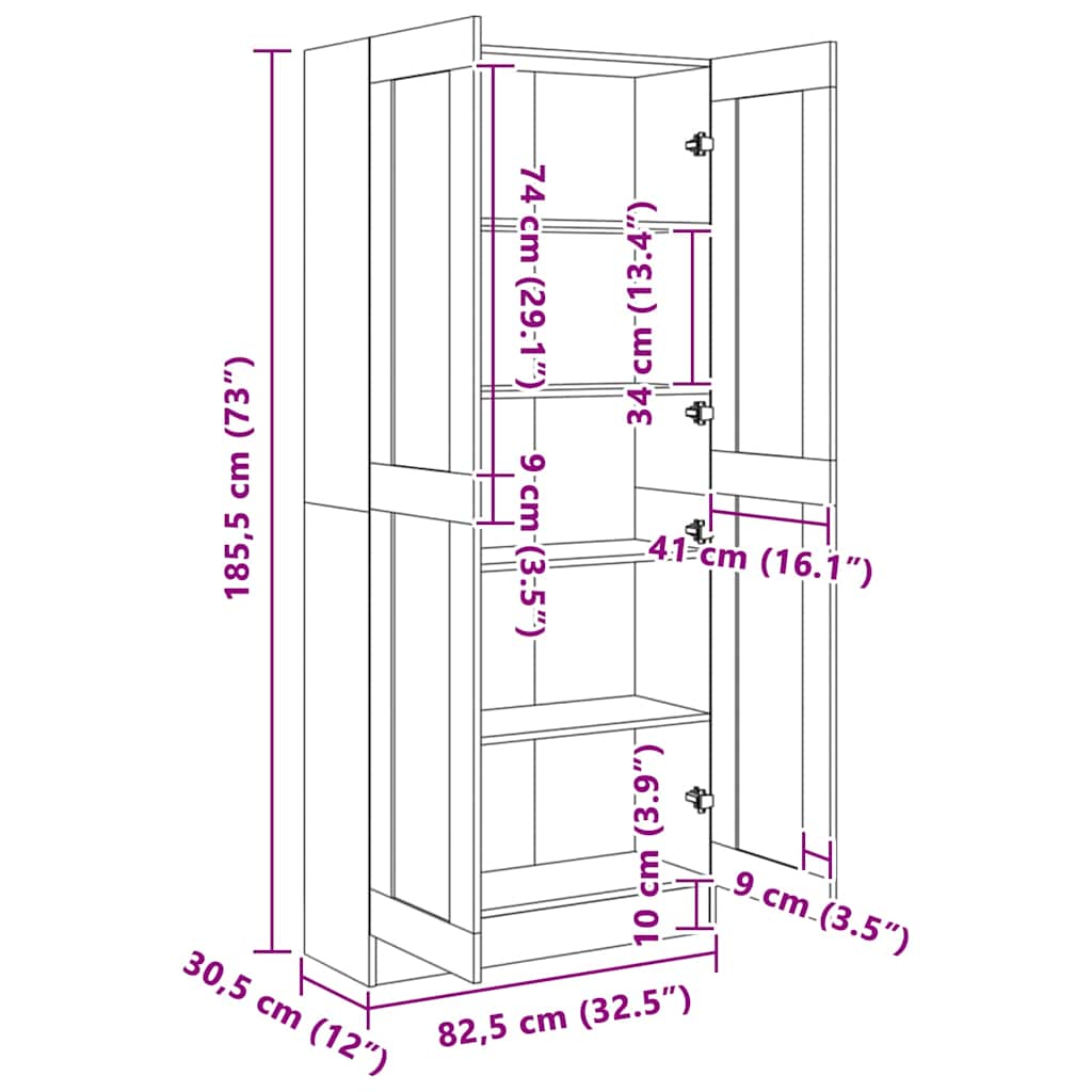 bogskab 82,5x30,5x185,5 cm konstrueret træ sonoma-eg