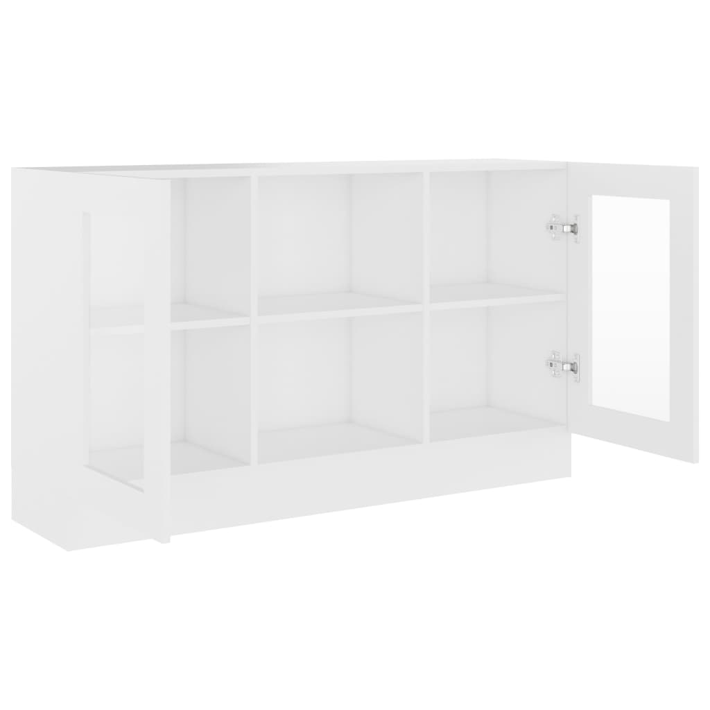 vitrineskab 120x30,5x70 cm konstrueret træ hvid