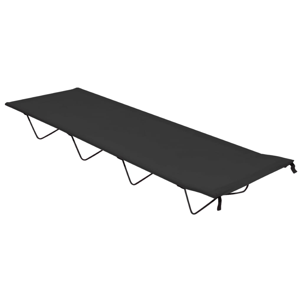 campingseng 180x60x19 cm oxfordstof og stål sort billede