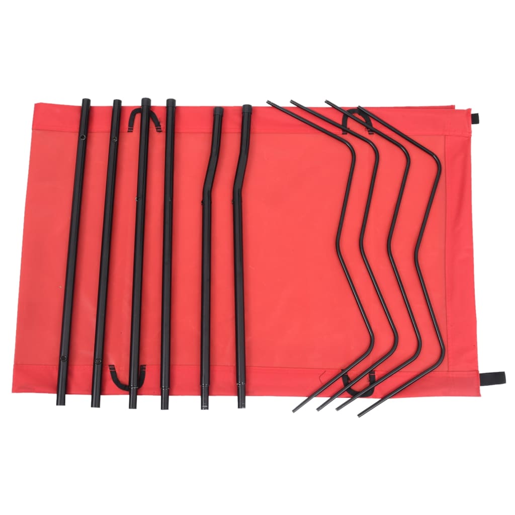 campingseng 180x60x19 cm oxfordstof og stål rød