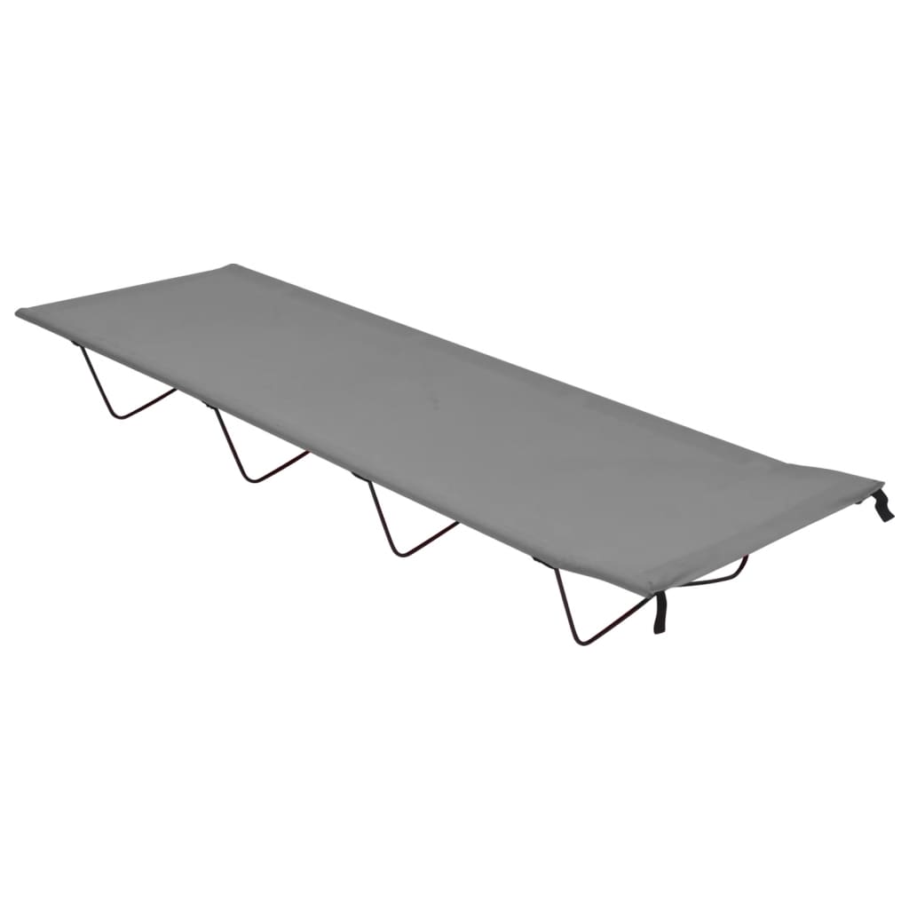campingseng 180x60x19 cm oxfordstof og stål grå billede