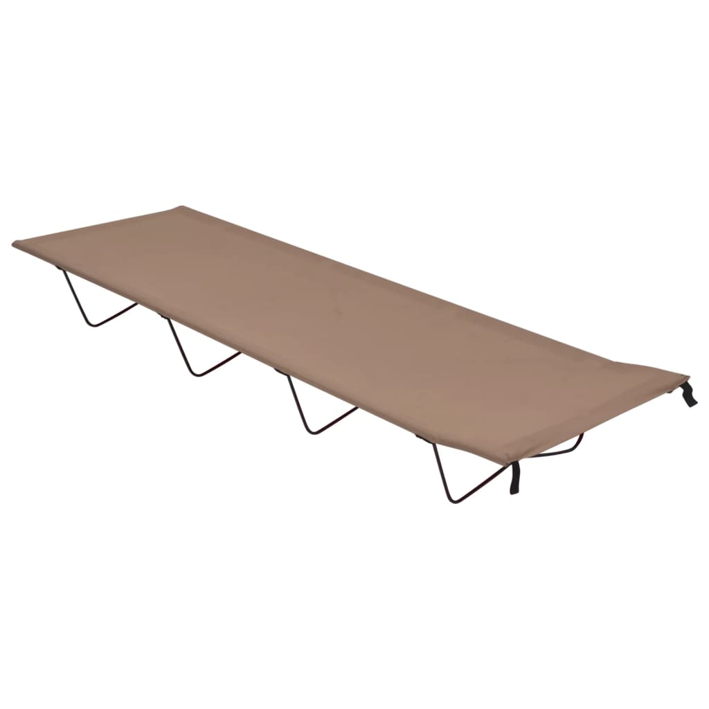 campingseng 180x60x19 cm oxfordstof og stål gråbrun billede