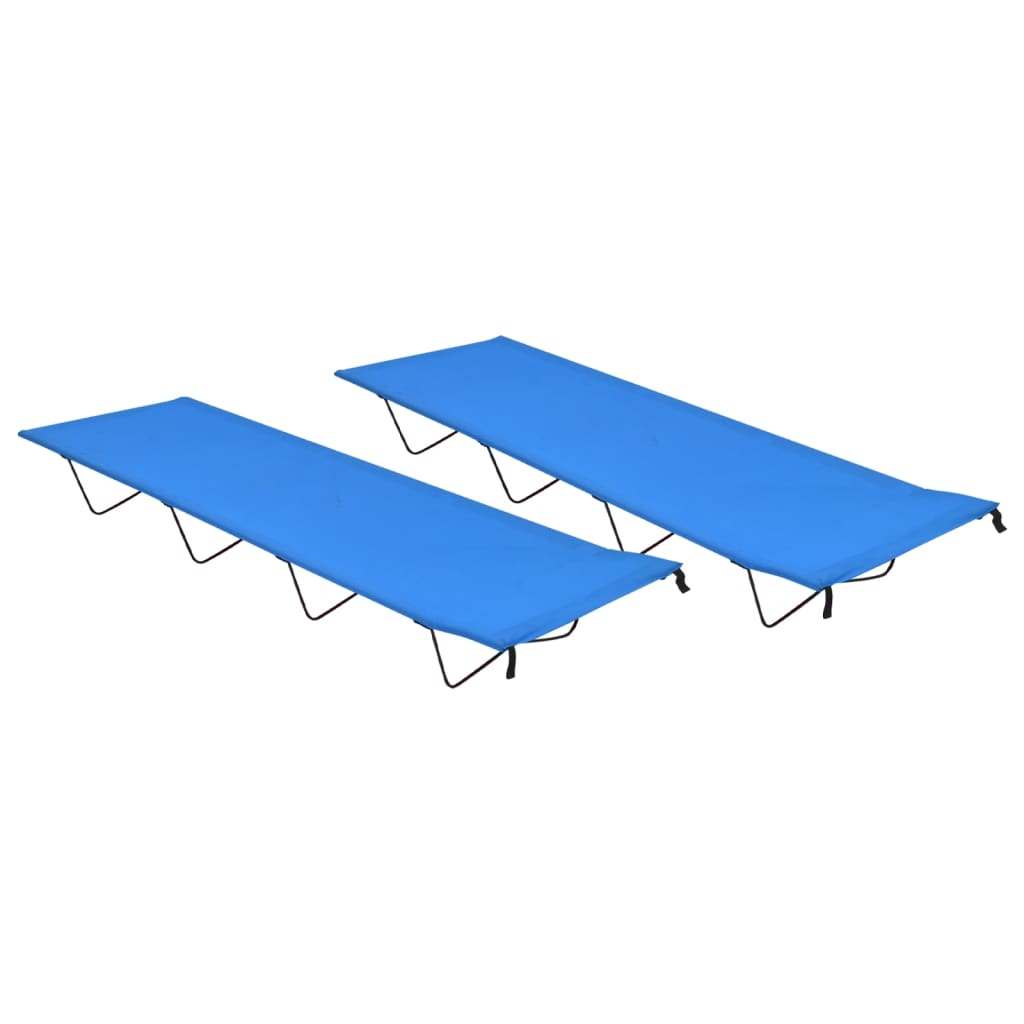 campingsenge 2 stk.180x60x19 cm oxfordstof og stål blå billede