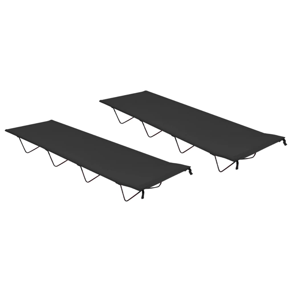 campingsenge 2 stk.180x60x19 cm oxfordstof og stål sort billede