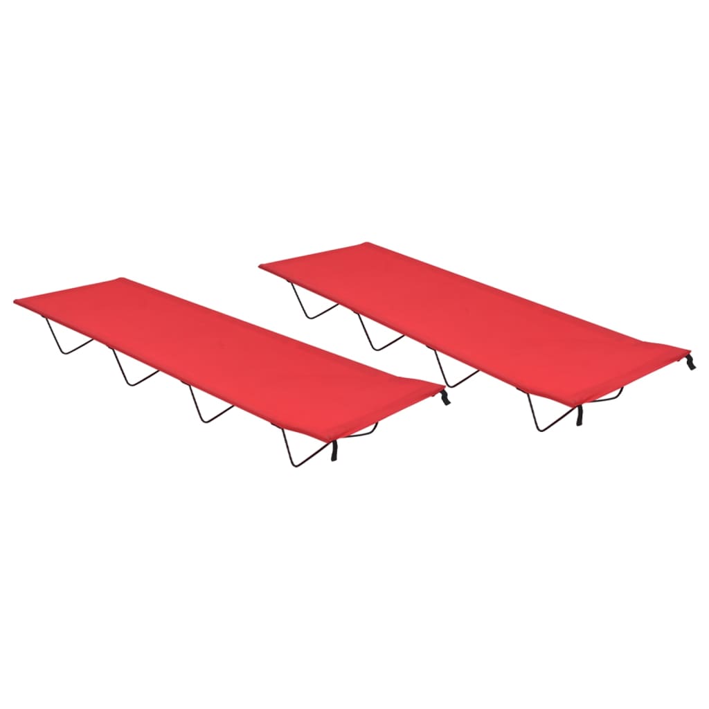 campingsenge 2 stk. 180x60x19 cm oxfordstof og stål rød billede