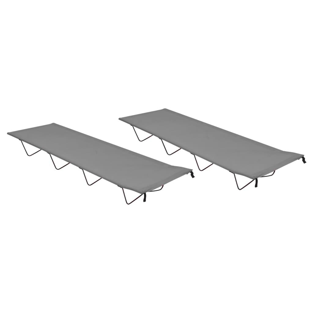 campingsenge 2 stk. 180x60x19 cm oxfordstof og stål grå billede