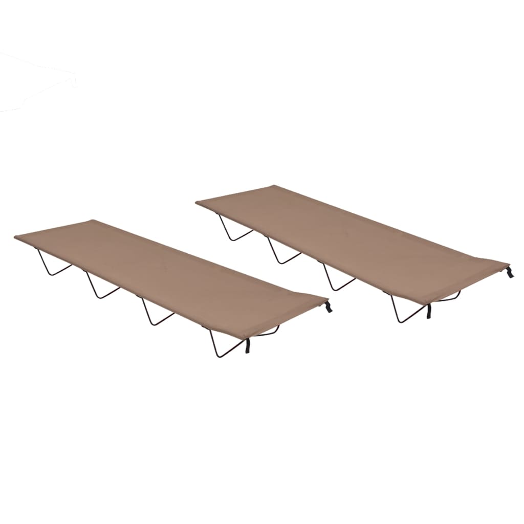 campingsenge 2 stk. 180x60x19 cm oxfordstof og stål gråbrun billede