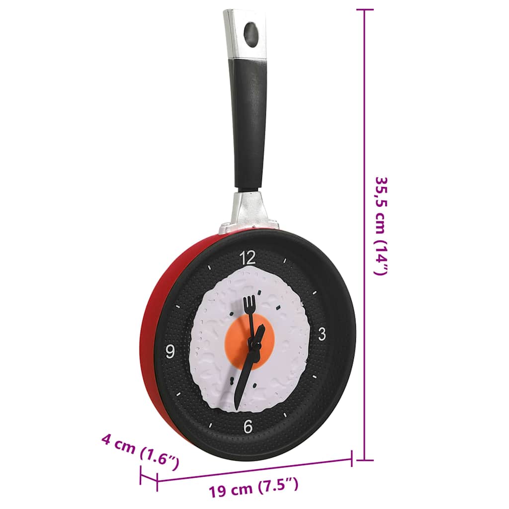 325164 vidaXL Wall Clock with Fried Egg Pan Design 18,8 cm