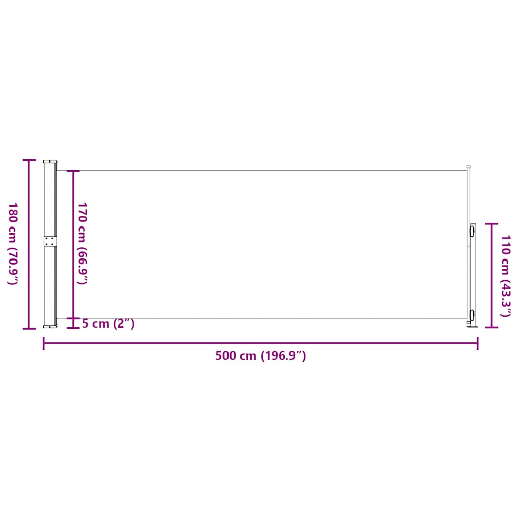 sammenrullelig sidemarkise til terrassen 180x500 cm blå