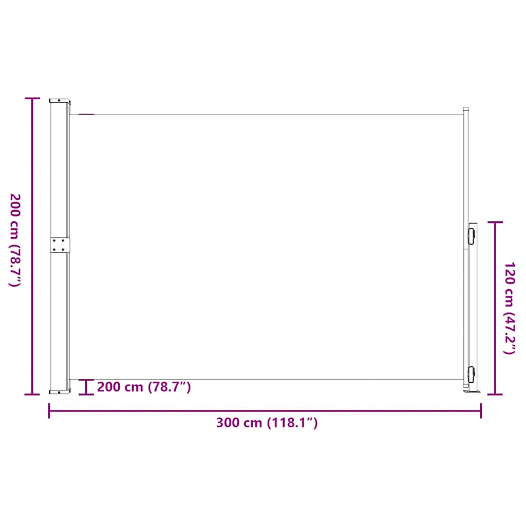 sammenrullelig sidemarkise til terrassen 200x300 cm cremefarvet