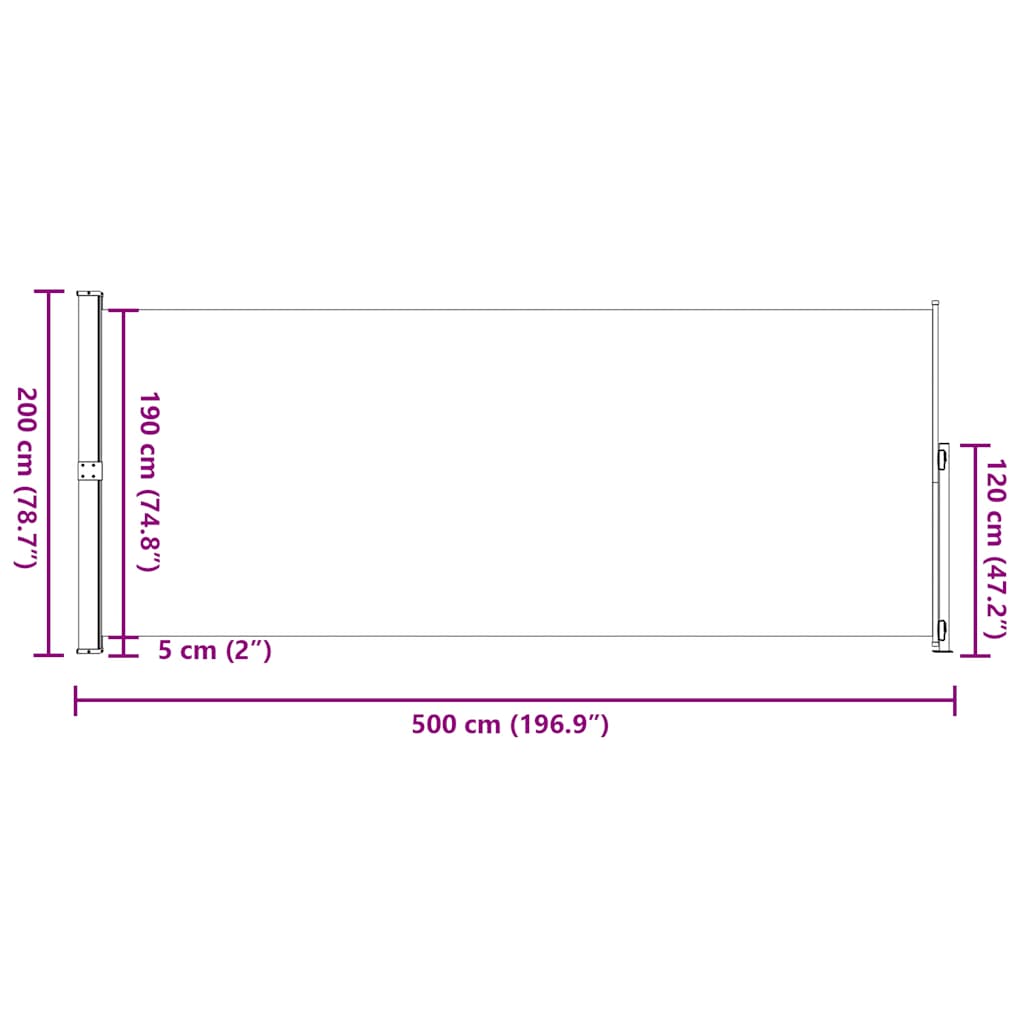 sammenrullelig sidemarkise til terrassen 200x500 cm grå