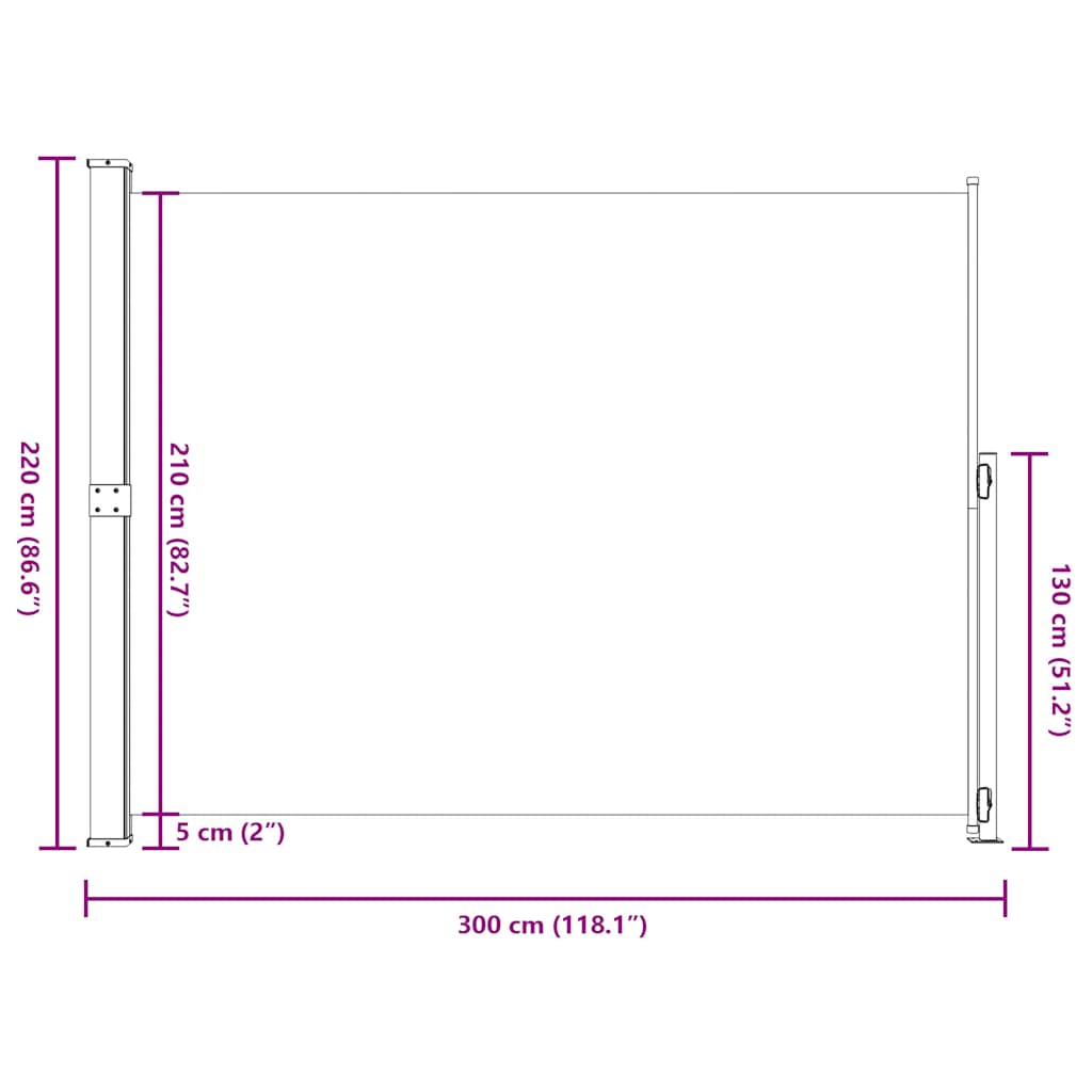 sammenrullelig sidemarkise til terrassen 220x300 cm grå