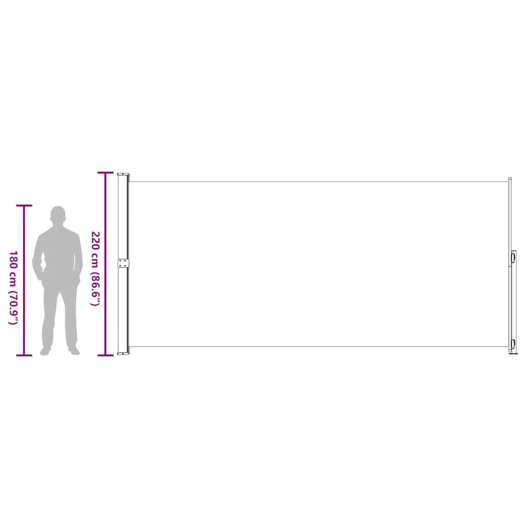 sammenrullelig sidemarkise til terrassen 220x500 cm grå