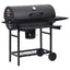 tøndegrill med hjul og hylder 115x85x95 cm stål sort