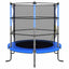 trampolinsæt med sikkerhedsnet 140x160 cm rund blå