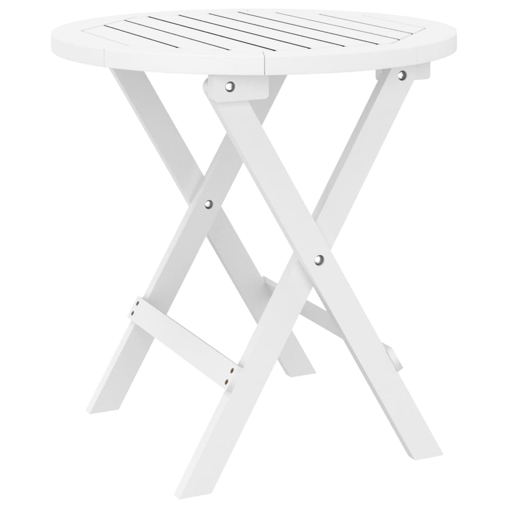 foldbart havebord Ø46 cm massivt akacietræ hvid