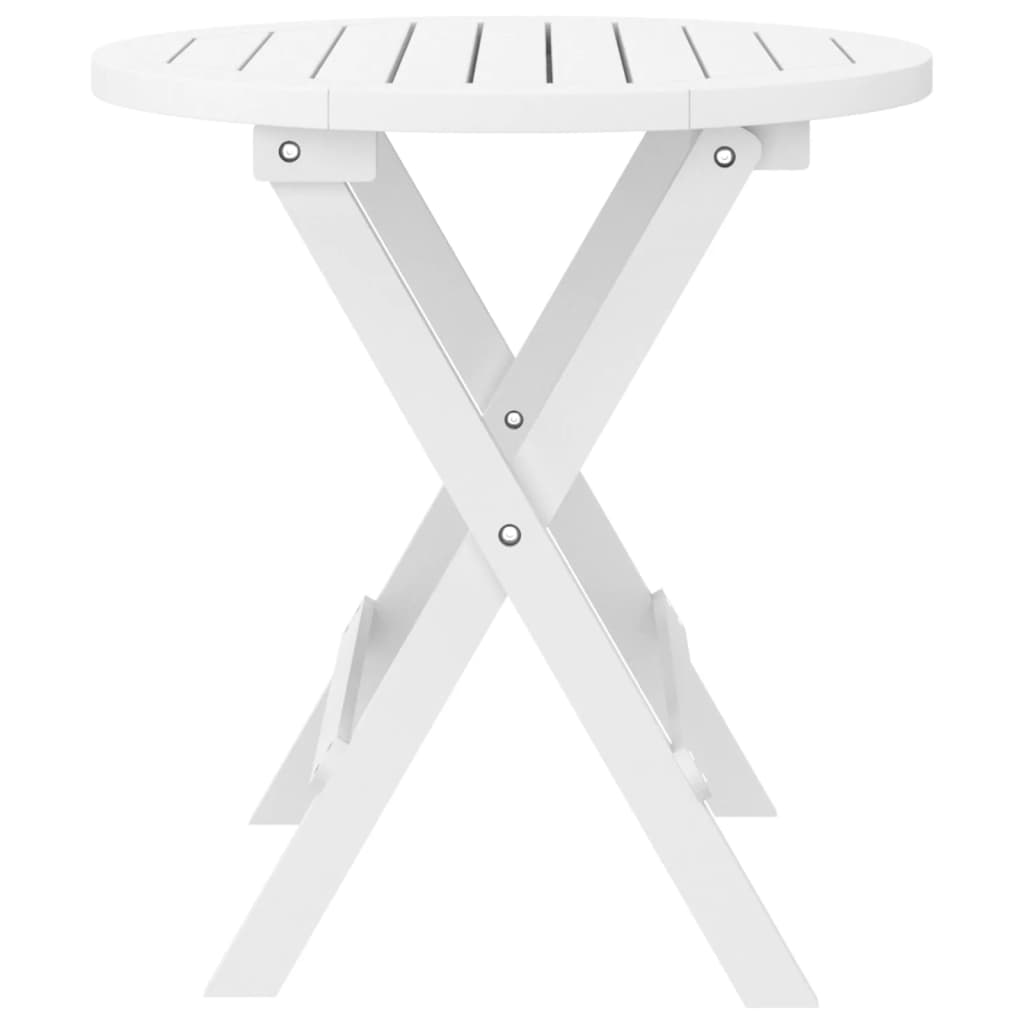foldbart havebord Ø46 cm massivt akacietræ hvid