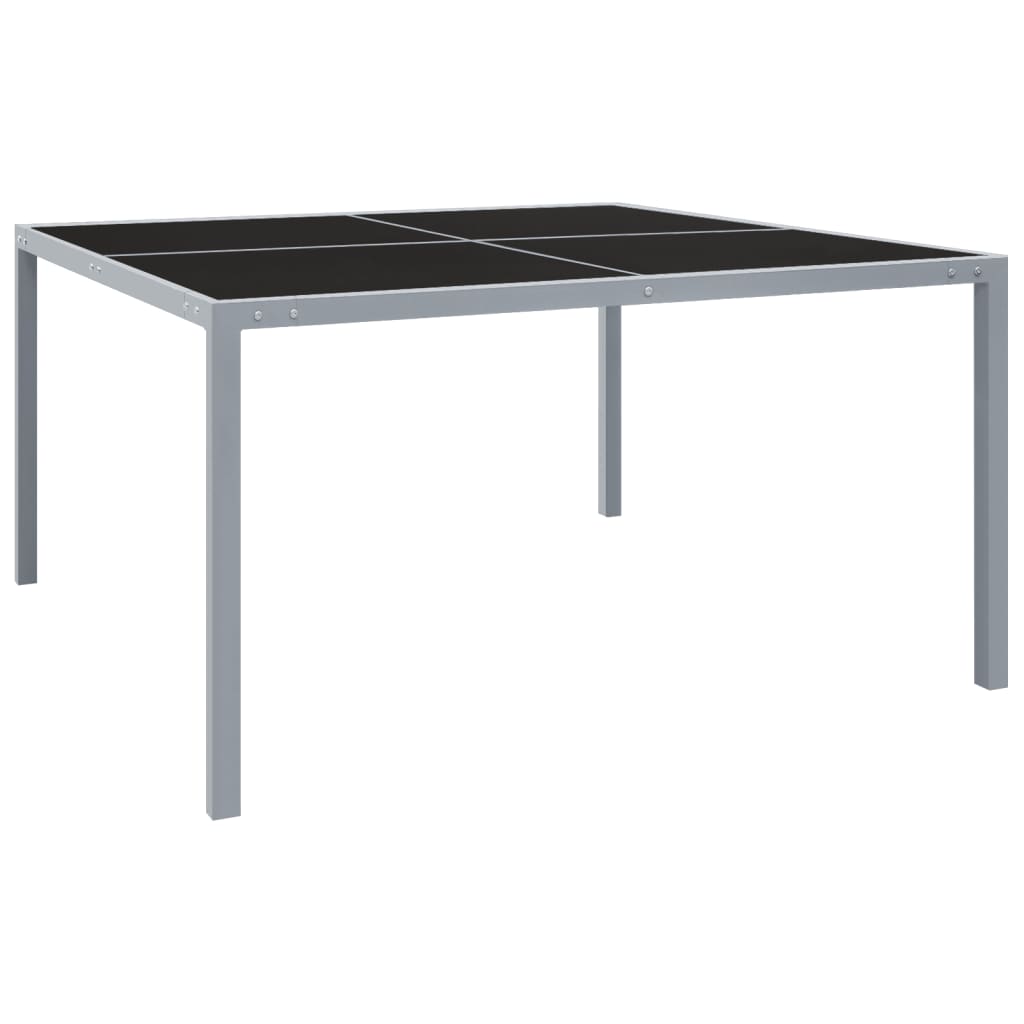 havebord 130x130x72 cm stål og glas grå billede