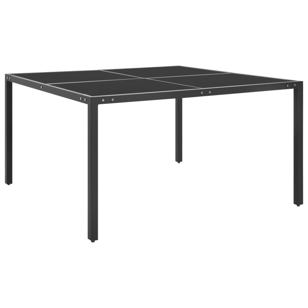 havebord 130x130x72 cm stål og glas antracitgrå billede