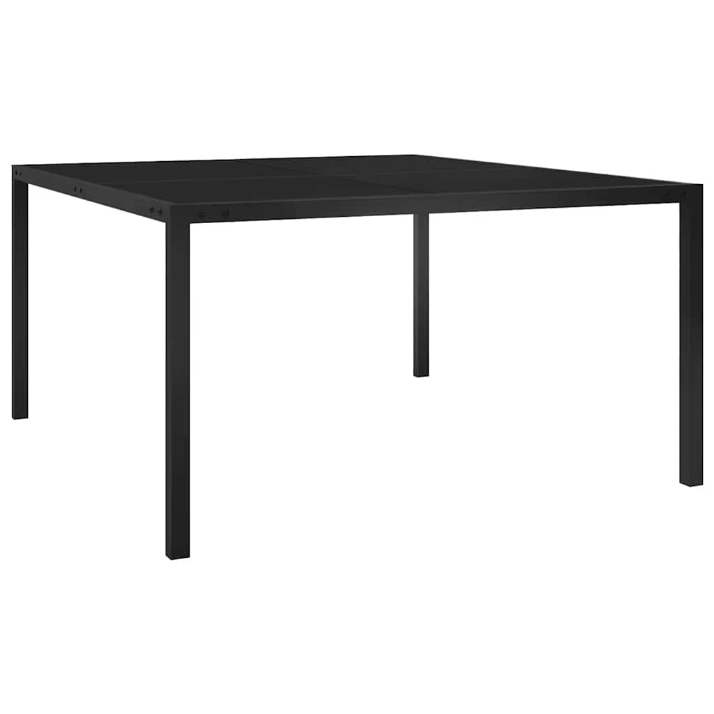 havebord 130x130x72cm stål og glas sort billede
