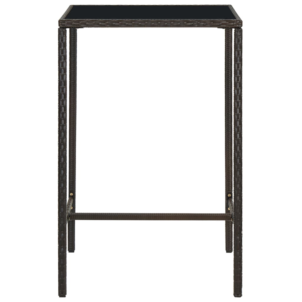 barbord til haven 70x70x110 cm polyrattan og glas brun