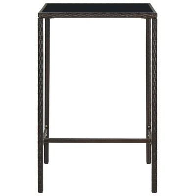 barbord til haven 70x70x110 cm polyrattan og glas brun