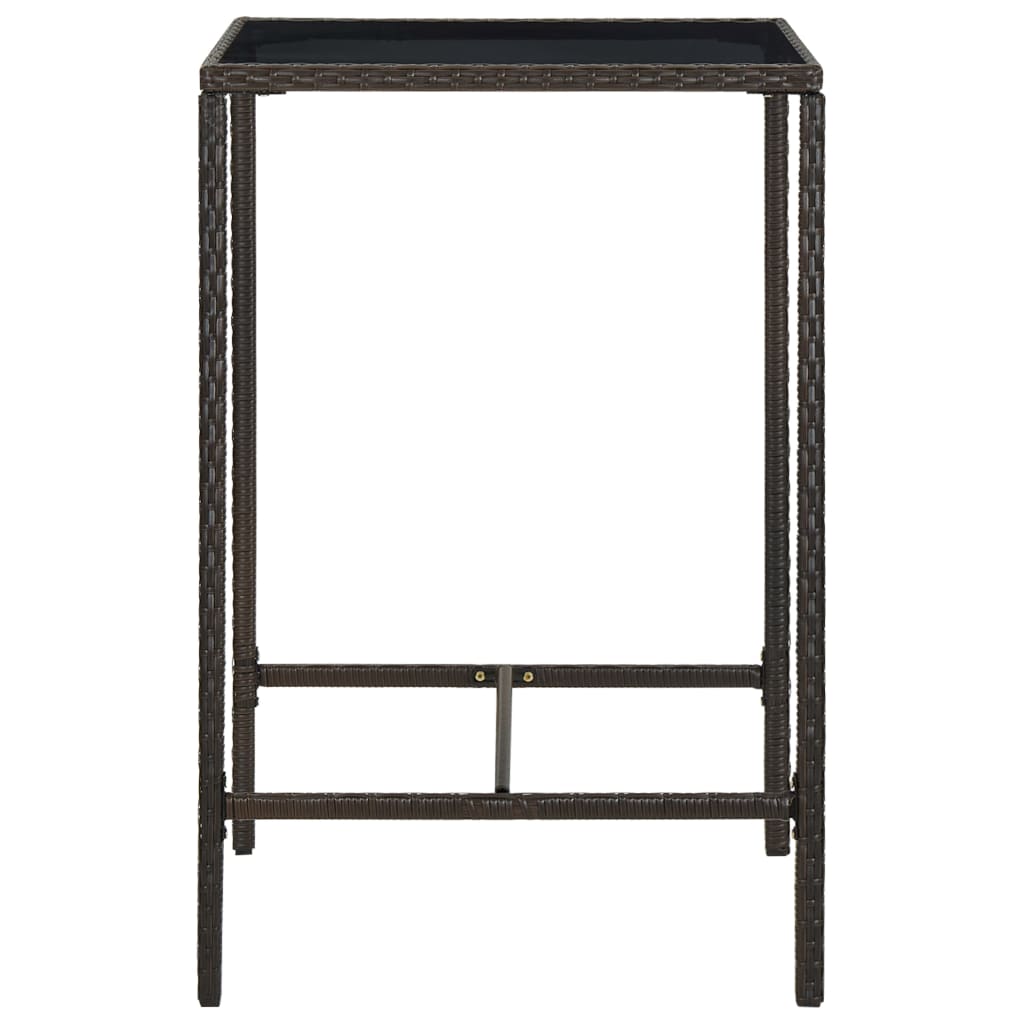 barbord til haven 70x70x110 cm polyrattan og glas brun