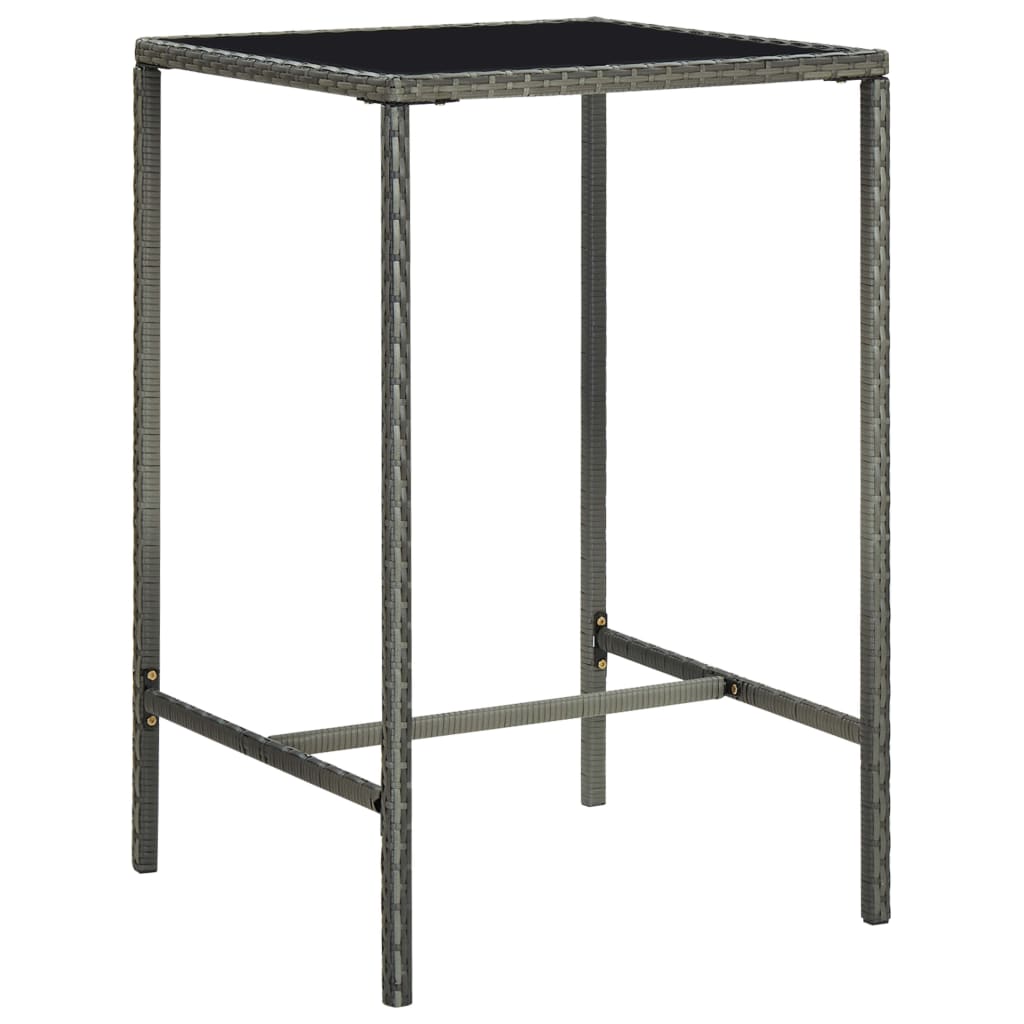 barbord til haven 70x70x110 cm polyrattan og glas grå