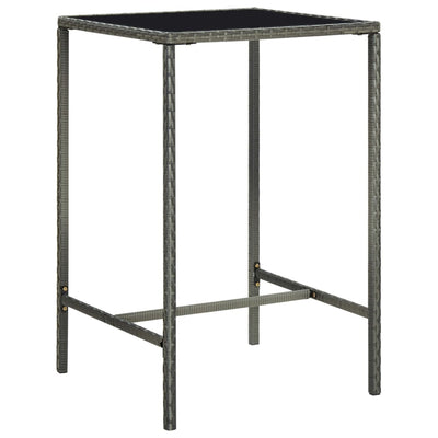 barbord til haven 70x70x110 cm polyrattan og glas grå