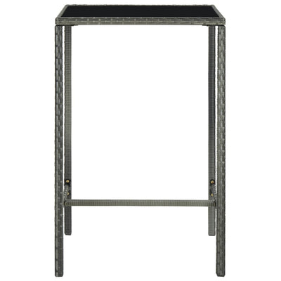 barbord til haven 70x70x110 cm polyrattan og glas grå