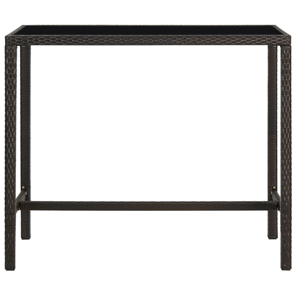 barbord til haven 130x60x110 cm polyrattan og glas brun