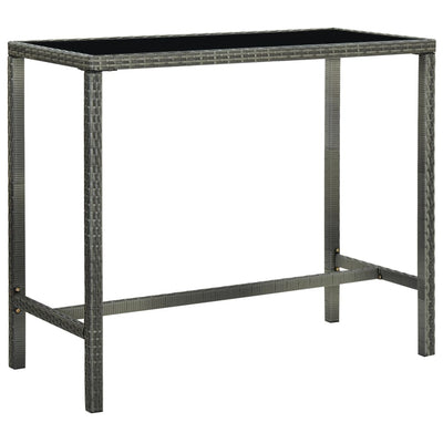barbord til haven 130x60x110 cm polyrattan og glas grå