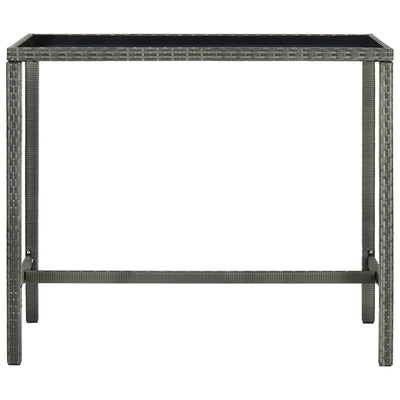 barbord til haven 130x60x110 cm polyrattan og glas grå