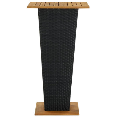 barbord 60x60x110 cm polyrattan og massivt akacietræ sort