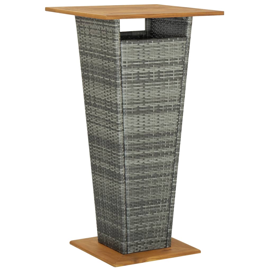 barbord 60x60x110 cm polyrattan og massivt akacietræ grå billede