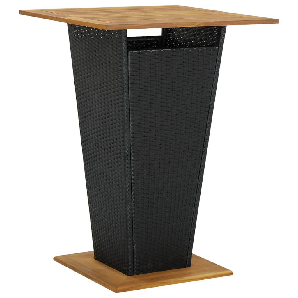 barbord 80x80x110 cm polyrattan og massivt akacietræ sort