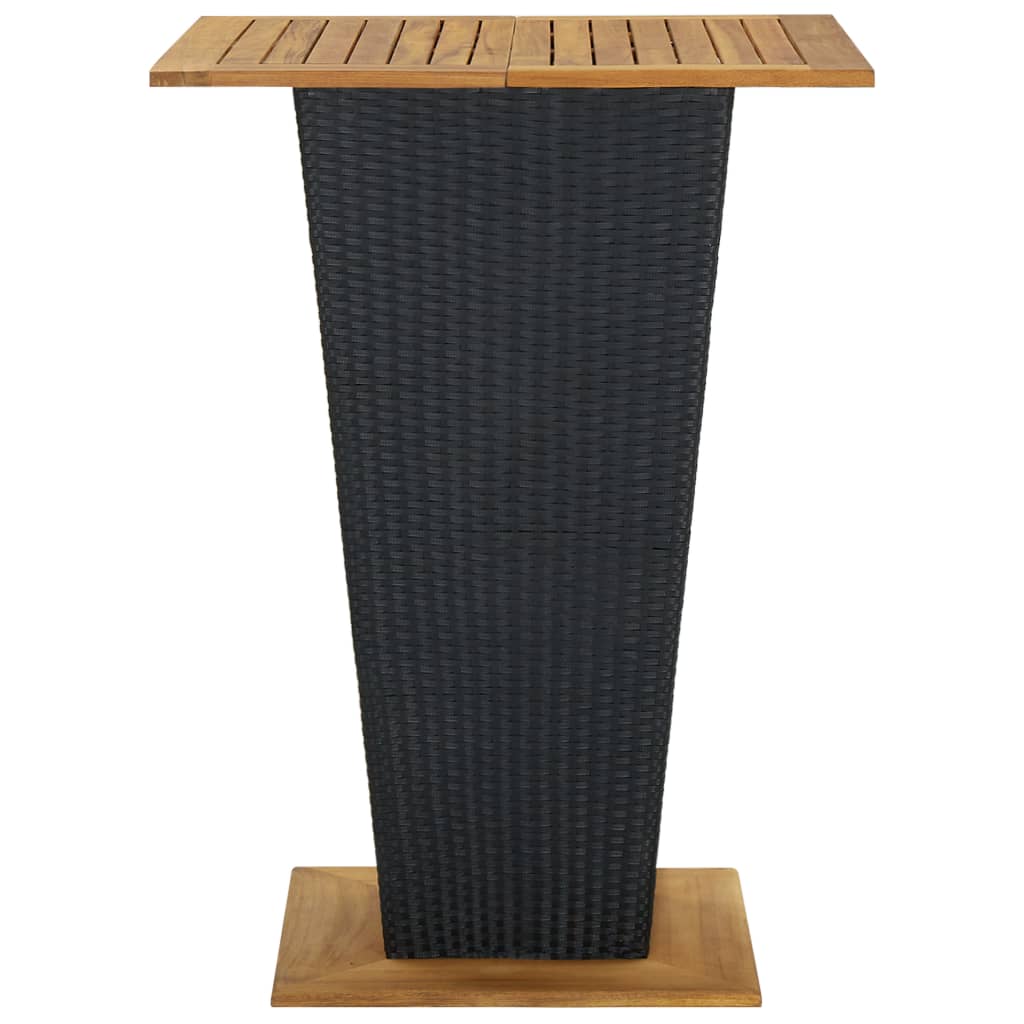 barbord 80x80x110 cm polyrattan og massivt akacietræ sort