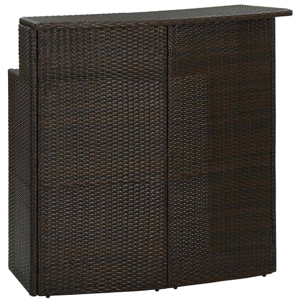barbord til haven 120x55x110 cm polyrattan brun billede