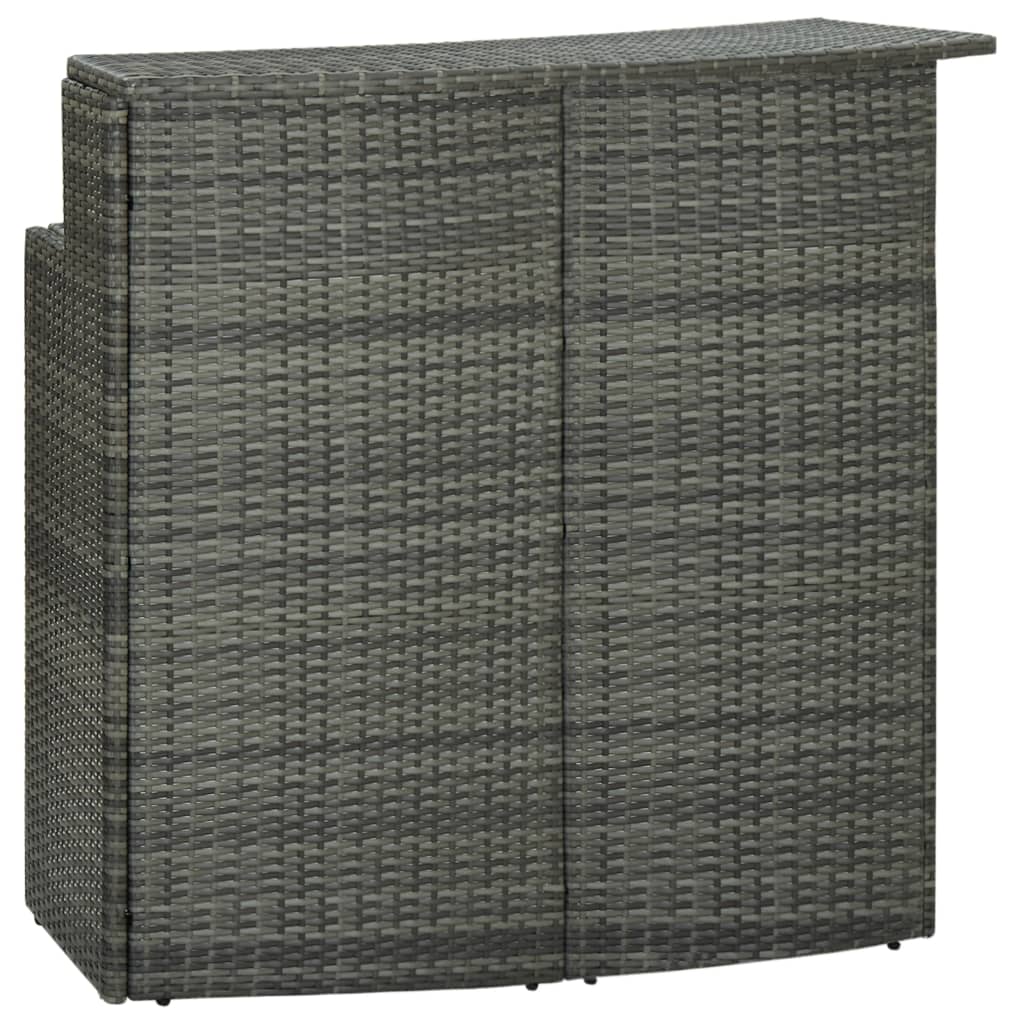 barbord til haven 120x55x110 cm polyrattan grå billede