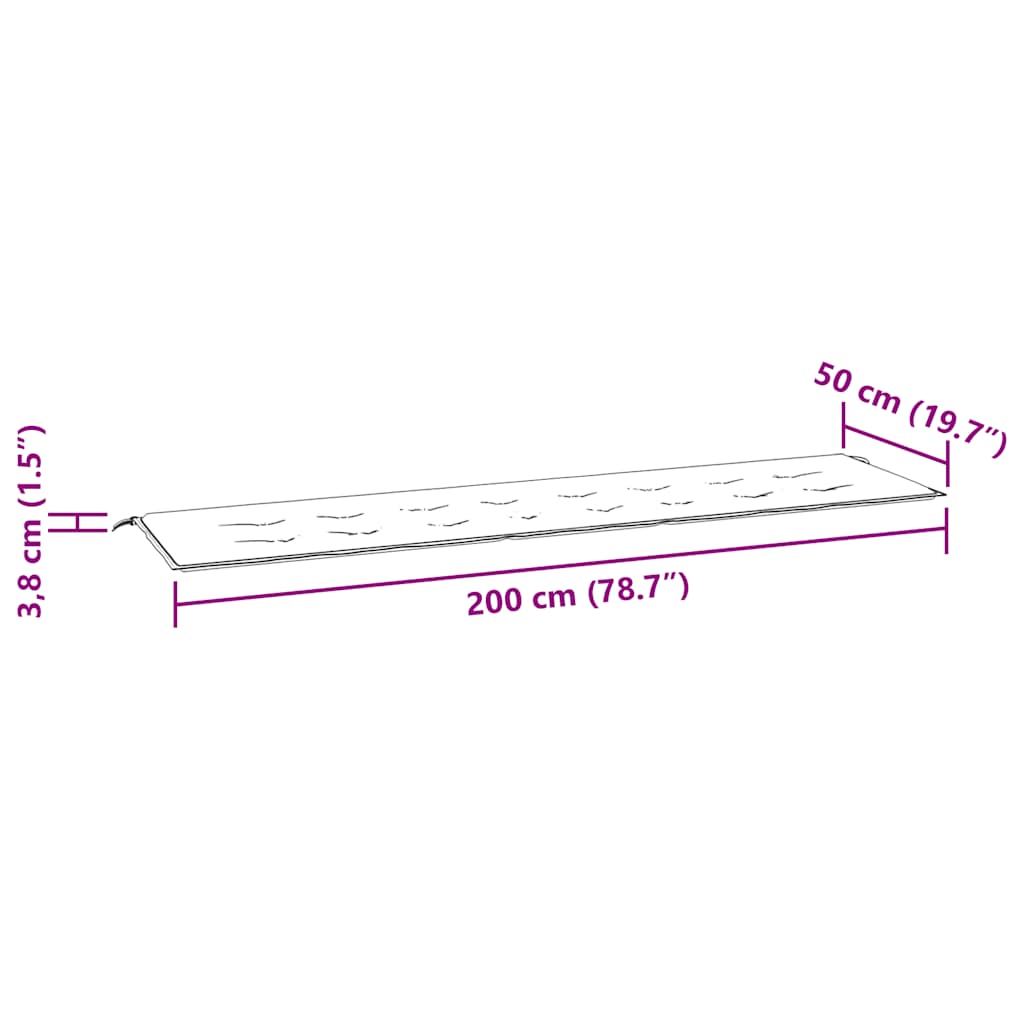 hynde til havebænk 200x50x3 cm oxfordstof vinrød