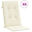 stolehynder m. høj ryg 6 stk. 120x50x3 cm stof cremefarvet
