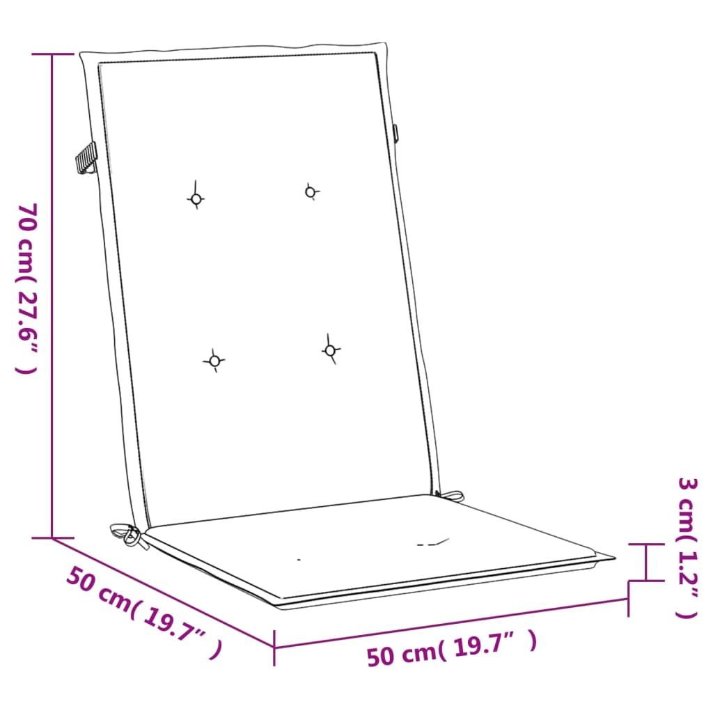 stolehynder m. høj ryg 6 stk. 120x50x3 cm stof rød