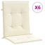 stolehynde m. lav ryg 6 stk. 100x50x3 cm oxfordstof cremefarvet